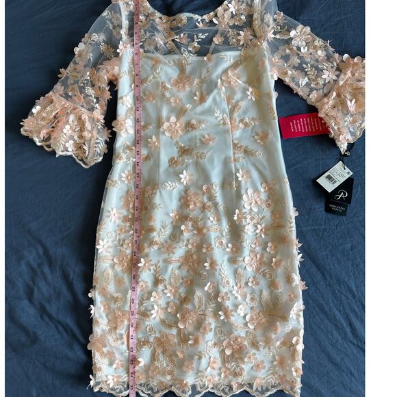 Adrianna Papell pink/white embroidered bell sleeve short dress, size 6, NWT - Picture 6 of 8